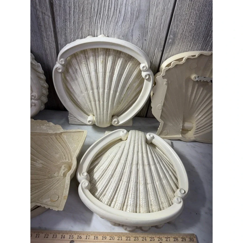 Vintage Homco Seashell Wall Plaques Set of 5 Cream Off White Coastal Decor 1975